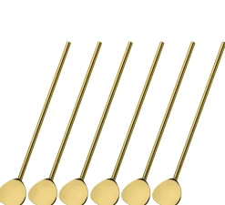 Cilio Cocktaillöffel mit Trinkhalm 6er Set, gold