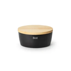 CONTINENTA ovaler Brottopf (schwarz) mit Holzdeckel