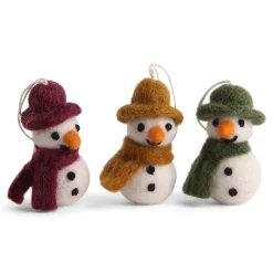 En Gry & Sif 3er Set Mini Schneemann 5,5cm, Filz bunt
