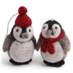 En Gry & Sif 2er Set Pinguin m. Mütze und Schal 7cm, Filz