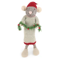 En Gry & Sif Graue Maus mit Girlande
