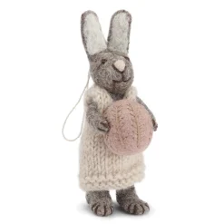 Filz Hase mit Rosa Kleid und Rosa Ei 14cm