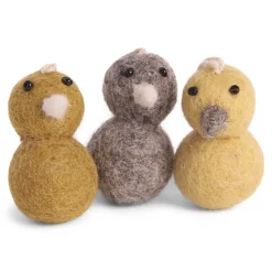 Filzfigur "Vögel" 3er-Set, ockergelb