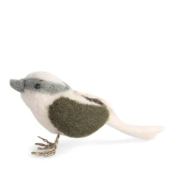 Filzfigur "Vogel" weiß/grün