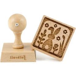 Folkroll Holz-Keksstempel quadratisch "Osterhase"