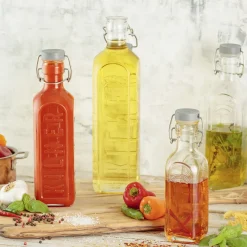 Glasflasche mit Bügelverschluß, eckig, 600 ml