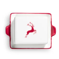Gmundner Butterdose "Bordeauxroter Hirsch"