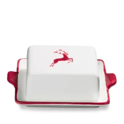 Gmundner Butterdose "Bordeauxroter Hirsch"