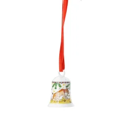 Hutschenreuther Porzellan Miniglocke Hund + Vogel "Weihnachtsleuchten"