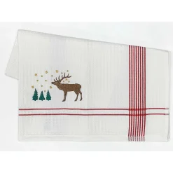Kleinmann Geschirrtuch "Hirsch m. Sternenhimmel" rot 50x70cm
