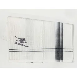 Kleinmann Geschirrtuch "Skifahrer" grau 50x70cm