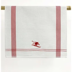 Kleinmann Geschirrtuch "Skifahrer" rot 50x70cm