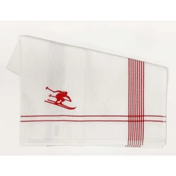Kleinmann Geschirrtuch "Skifahrer" rot 50x70cm