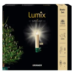 Krinner Christbaumkerze Mini Basis-Set "Lumix SuperLight Elfenbein"