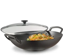 Spring Wok-Set, Gusseisen, mit Glasdeckel, 35 cm
