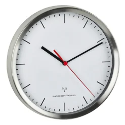 TFA Analoge Funk-Wanduhr mit Edelstahl-Rahmen